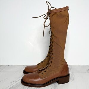 Free People Trickum Brown Lace Up Tall Boot 36